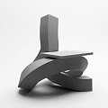 Modern Single Chair With Abstract Curved Base And Black Wooden Seat Design