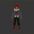 Man 3D Character Wearing Dark Jumpsuit Scarf And Boots Standing Pose