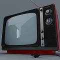 Vintage Television Set With Red Black Exterior Classic Knobs Antenna And Retro Design Details