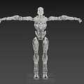 Game Movie Character Futuristic Robot With White Black Armor Extended Arms