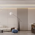 Modern Living And Dining Area Interior With Beige Sofa Coffee Table Plants And Pendant Lighting