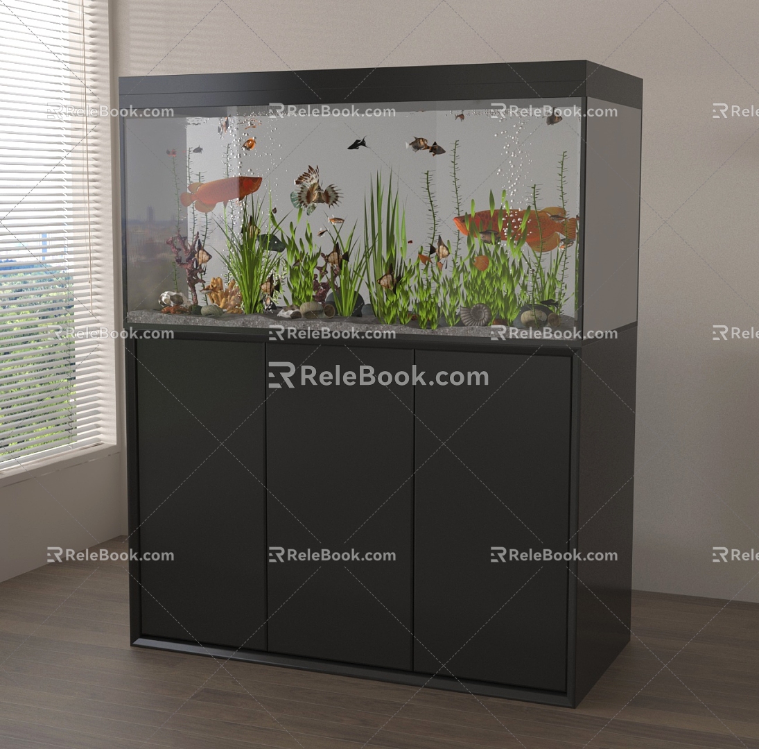 Modern fish tank aquarium 3d model