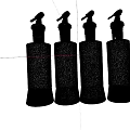 White Condiment Bottles with Dispenser Tops Containing Various Colored Liquids