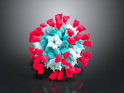 Detailed Organ And Hair Microscopic Structure With Red Blue White Spherical Components 3d model