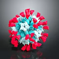 Detailed Organ And Hair Microscopic Structure With Red Blue White Spherical Components
