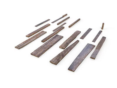 Natural Plant Wood Strips in Various Sizes for Craft and Decor Projects 3d model
