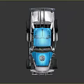 Blue and White Off Road Racing Car with Roof Mounted Weapon and Number 17