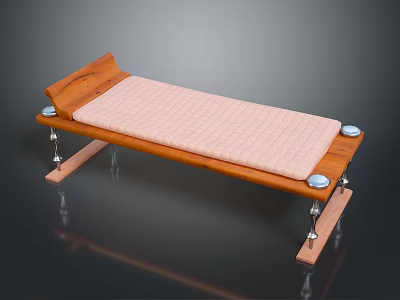Sturdy Wooden Massage Table With Comfortable Padded Surface And Metal Legs 3d model