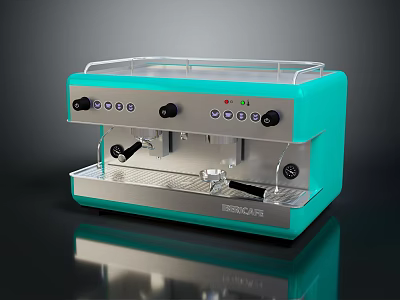 Turquoise Smeg Espresso Machine Stylish Kitchen Appliance With Control Panel And Milk Frother 3d model