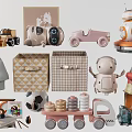 Colorful Dolls And Playful Toys Collection With Cars Robots Blocks Balls And Storage Boxes