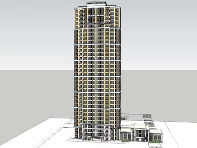 Modern High Rise Residential Building Design With Multi Storey Structure And Ground Floor Annex 3d model