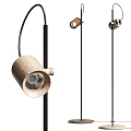 Modern Minimalist Floor Lamp With Wooden Head And Black Metal Stand