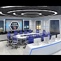 Command Hall Operation Console Science and Technology Sense Booth Fire Monitoring Desk Dispatching Computer Desk Baking Paint Desk Computer Room Office Exhibition Data Laboratory Central Control Room Paperless Dispatching 3d model