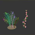 Potted Plants With Green Leaves Purple And Pink Flowers On Base