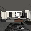 Modern Living Dining Room Interior Design With Open Layout Sofa Coffee Table And Area Rug