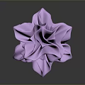 Purple Glossy Flower with Ruffled Petals on Dark Background