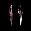 Ornate Fantasy Style Daggers With Purple And White Blades Golden Accents And Intricate Engravings
