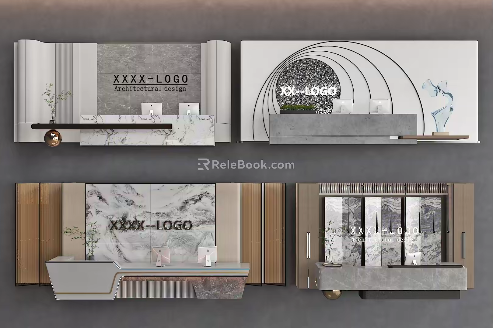 Front desk Background wall Service desk Reception desk 3d model