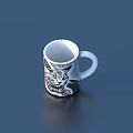 White Ceramic Mug With Black Cat Illustration For Home Kitchen Daily Use