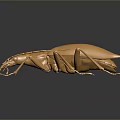Detailed Golden Beetle Sculpture With Shiny Metallic Finish On Dark Background