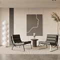 Modern Interior Seating Area With Two Black Chairs Small Table And Decorative Elements