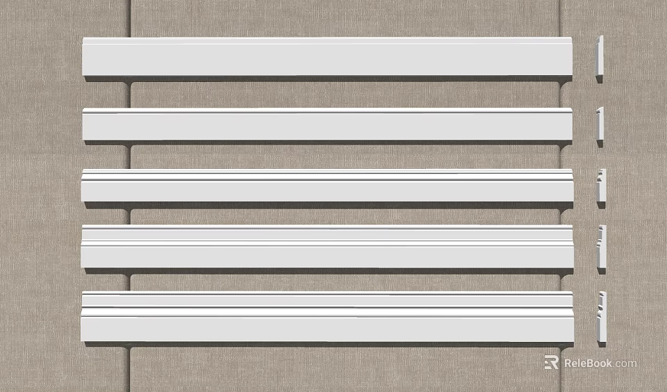 Modern White Gypsum Crown Molding Horizontal Strips For Interior Wall Decoration 3d model 