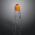 Orange Water Tower Structure With Metal Support Frame And Ladder