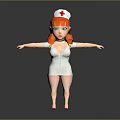 3D Nurse Character With Red Hair Pigtails Nurse Cap Red Cross White Uniform Pink Shoes