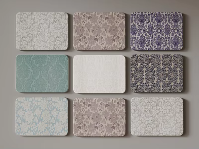 Colorful Patterned Decorative Mats With Various Floral And Geometric Designs 3d model