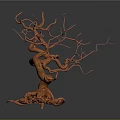 Unique Wood Stone Sculpture With Twisted Branches And Intricate Roots