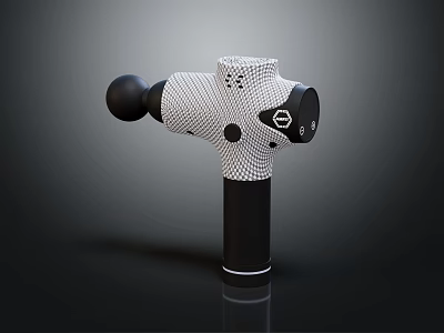 Fascia Gun Medical Device With Black Massage Head White Grid Pattern And Ergonomic Handle Design 3d model