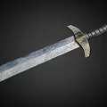 Ancient Medieval Weapon Sword With Textured Steel Blade And Wrapped Hilt Design