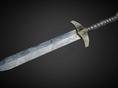 Ancient Medieval Weapon Sword With Textured Steel Blade And Wrapped Hilt Design 3d model