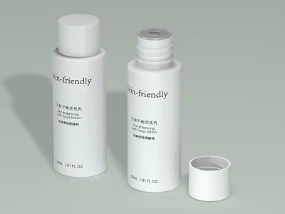 Skin Friendly Cosmetic Moisturizing Toner White Bottle Design 100ml Capacity Product 3d model