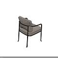 Single Chair with Black Metal Frame Striped Fabric Seat and Backrest Modern Design