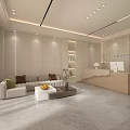 Modern Reception Area Interior With Sofa Marble Coffee Table Fruits Plant And TV