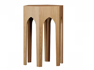 Minimalist Oak Wood Side Table With Arched Legs And Elegant Design 3d model