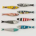 Fish Shaped Wall Decor With Various Colors Patterns In Circular Arrangement