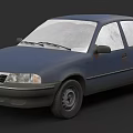 Old Blue Vintage Sedan With Classic Design And Worn Exterior Details