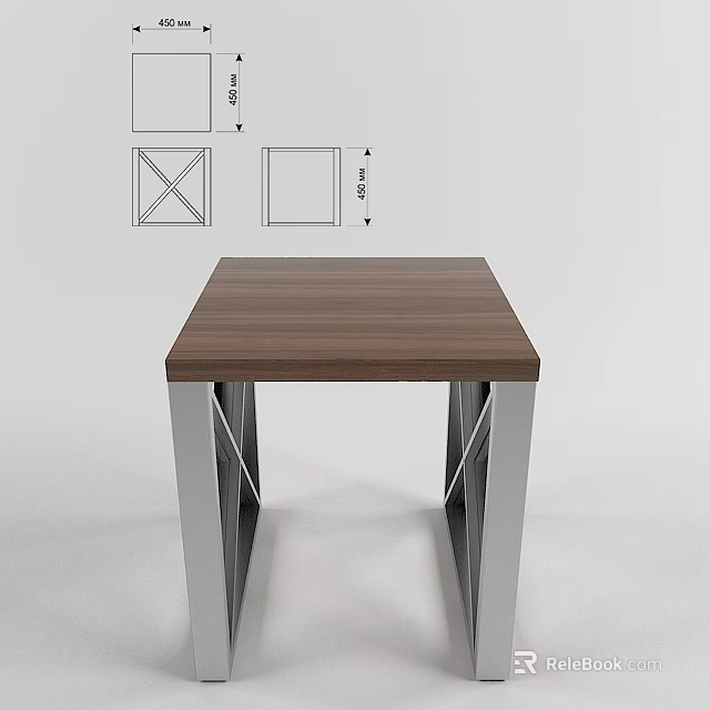 Modern Brown Dining Table With Wooden Tabletop And X Shaped Metal Legs Design 3d model 