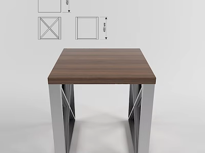 Modern Brown Dining Table With Wooden Tabletop And X Shaped Metal Legs Design 3d model