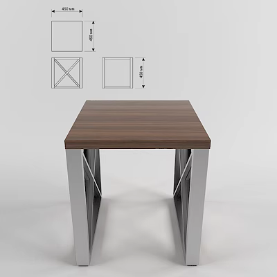 Modern Brown Dining Table With Wooden Tabletop And X Shaped Metal Legs Design 3d model