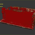 Wooden Dresser With Carved Patterns Decorative Items And Red Cloth On White Base