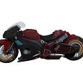 Futuristic Red And Black Motorcycle With Streamlined Design Transparent Windshield And Unique Wheels