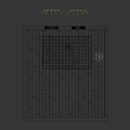 Gray And Black Square Carpet With Skull Pattern On Wooden Floor