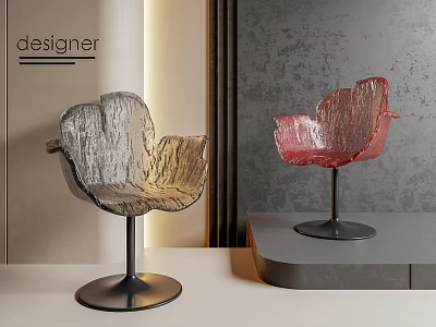 Designer Modern Dining Chairs with Silver Gold Gradient Red Stylish Unique Artistic Shape 3d model