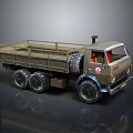 Vintage Olive Green Military Truck With Six Wheels And Open Railed Cargo Bed