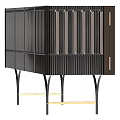 Modern Entryway Cabinet And Sideboard With Vertical Stripes And Metal Legs