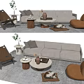 Modern sofa coffee table combination 3d model