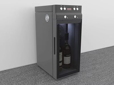 Modern Compact Wine Refrigerator With Glass Door Control Panel And Wine Bottles 3d model